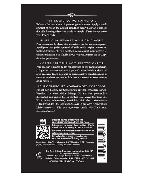Shunga Warming Oil - 3.5 Oz Midnight Sorbet