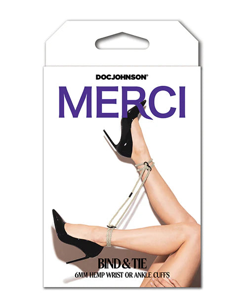 Merci Restrain 6mm Hemp Wrist or Ankle Cuffs Black
