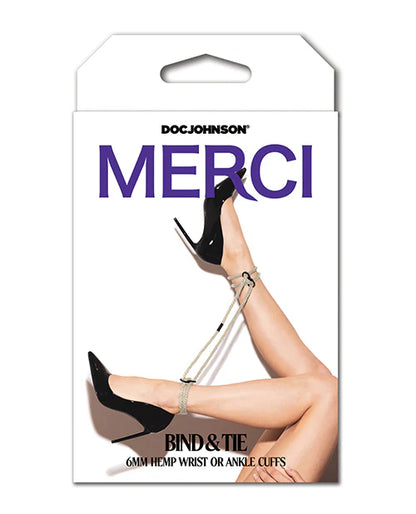 Merci Restrain 6mm Hemp Wrist or Ankle Cuffs Black