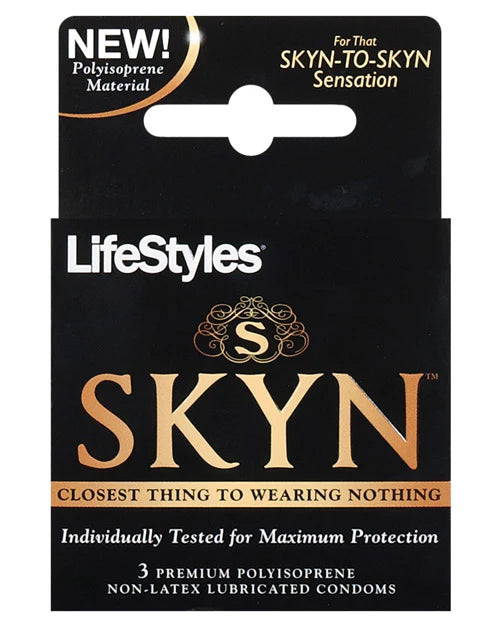 Packaging for the 3 pack of the SKYN Non-Latex Condoms  Kinkly Shop