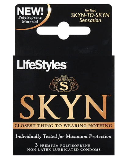 Packaging for the 3 pack of the SKYN Non-Latex Condoms  Kinkly Shop