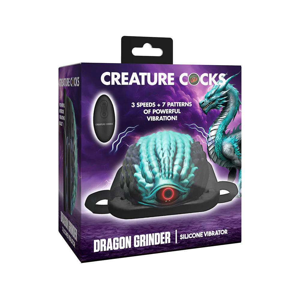 Packaging for the Creature Cocks Dragon Remote-Control Vibrating Grinder | Kinkly Shop