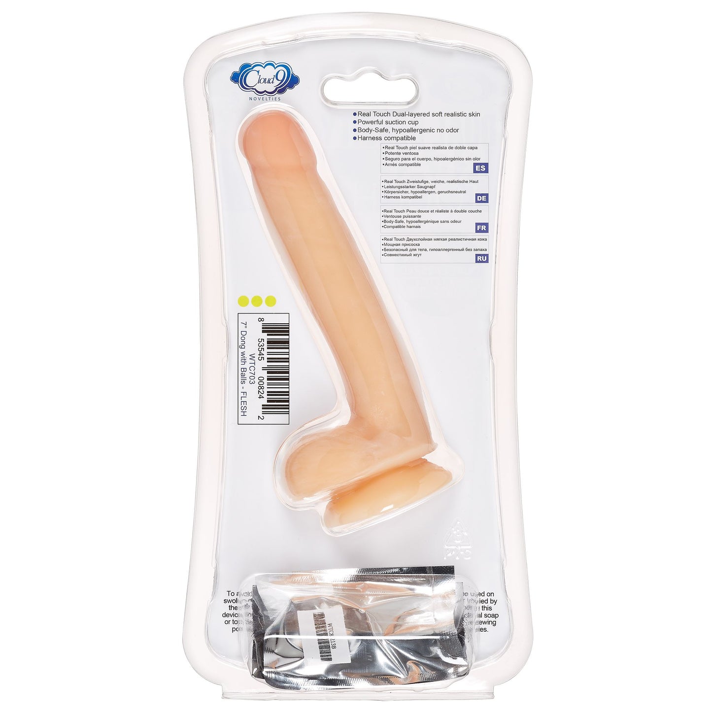 Cloud 9 dual density dildo 6in w/ balls tan/ mocha