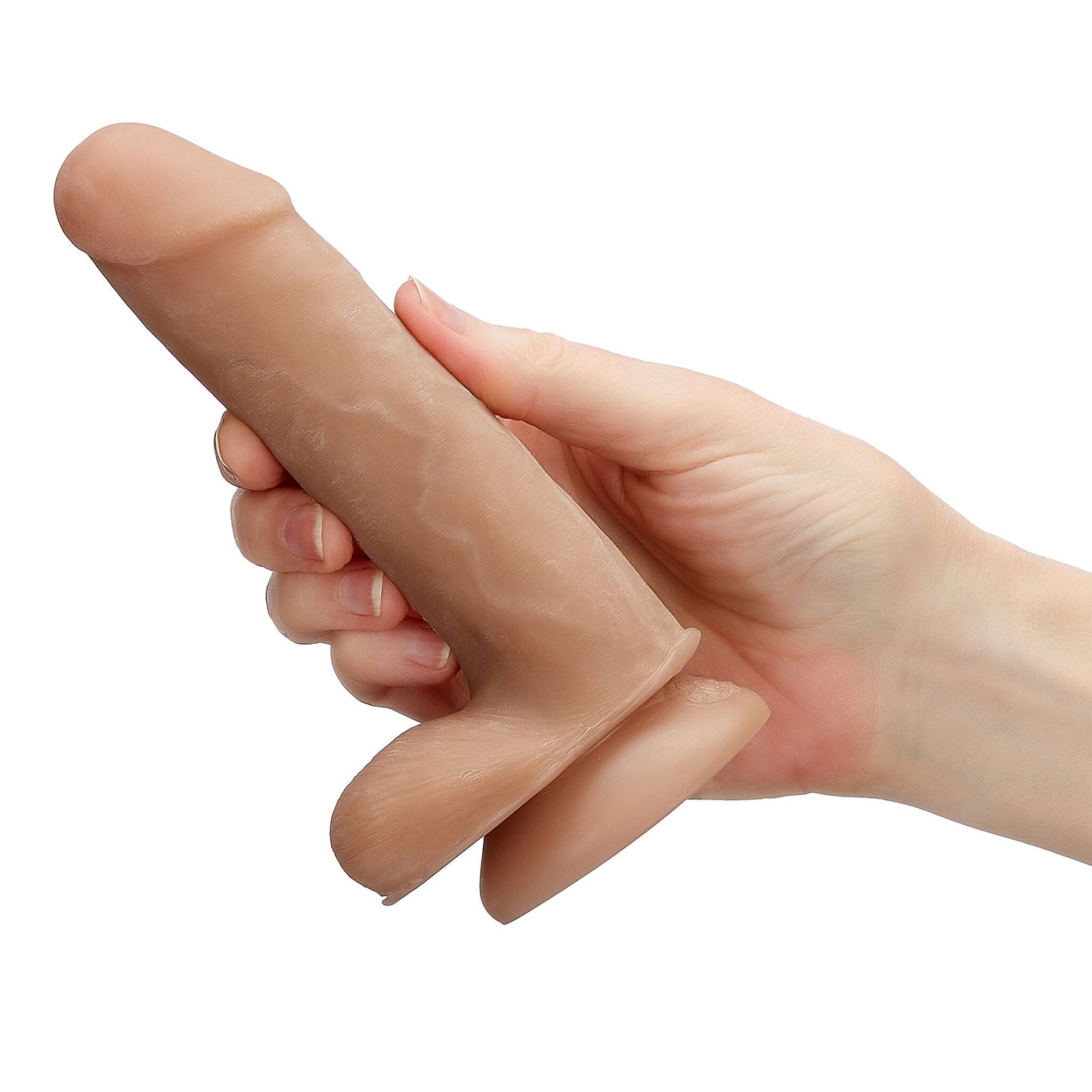Cloud 9 dual density dildo 6in w/ balls tan/ mocha