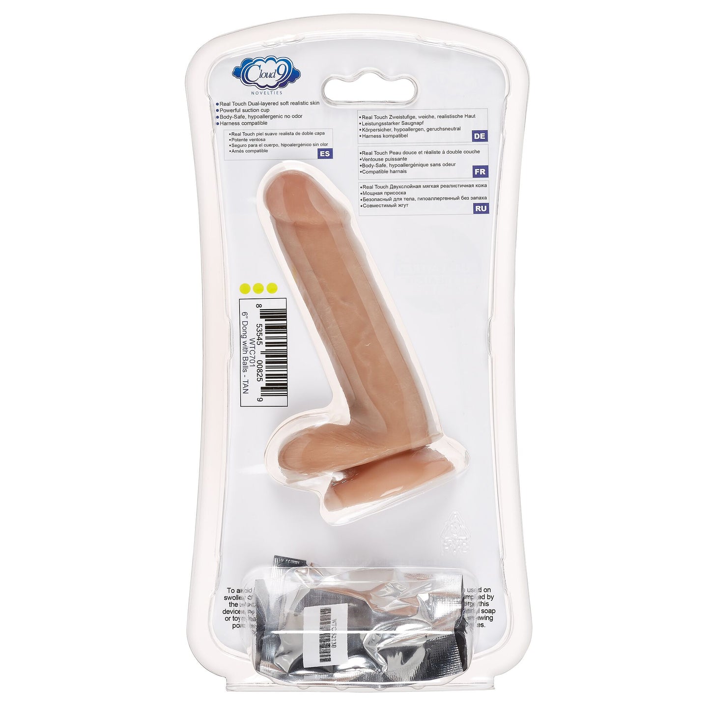 Cloud 9 dual density dildo 6in w/ balls tan/ mocha