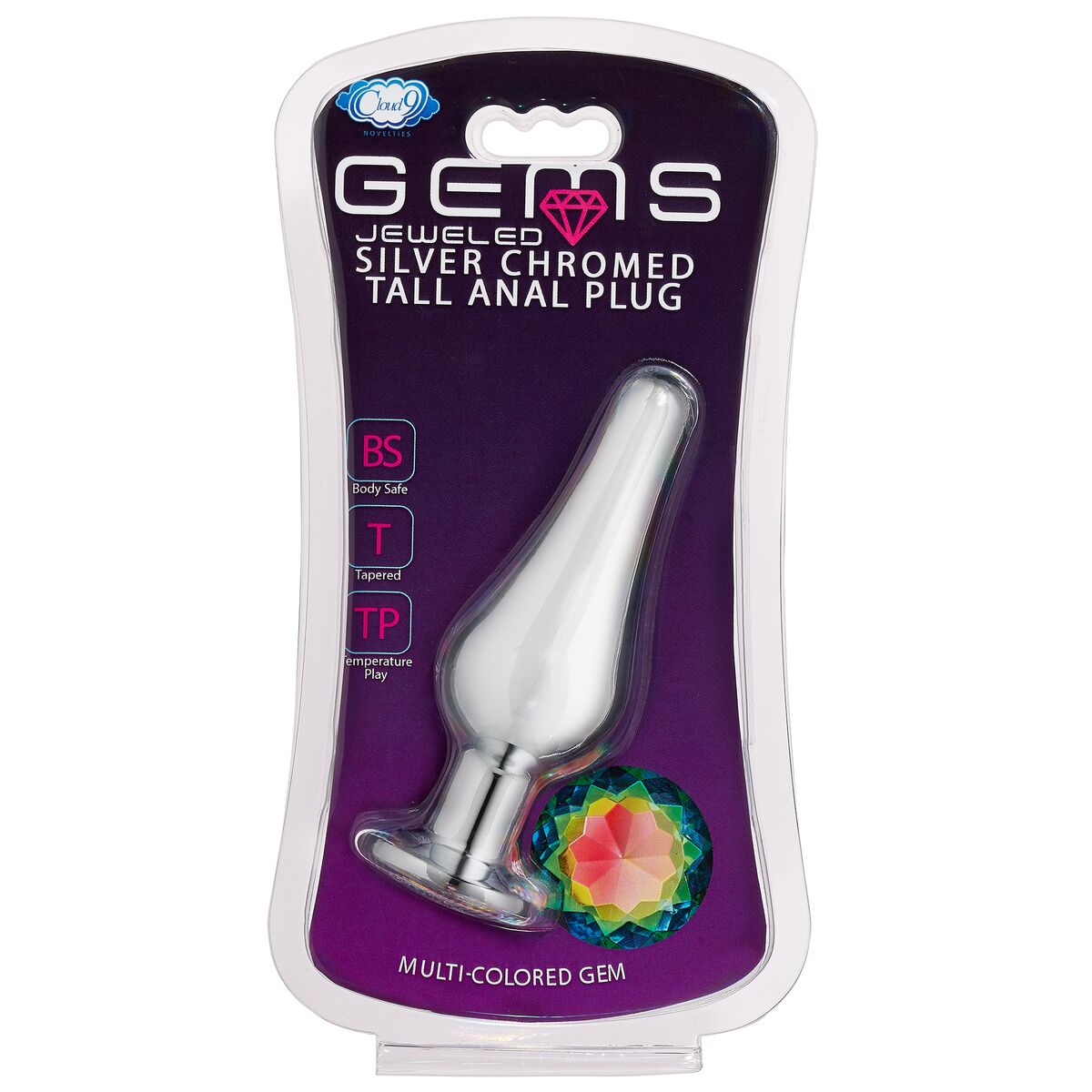 Cloud 9 gems silver chromed tall anal plug