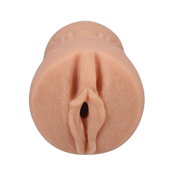 Close-up of the orifice and entrance of the Signature Strokers - Lily Larimar. The entrance is molded directly from Lily's vulva. | Kinkly Shop