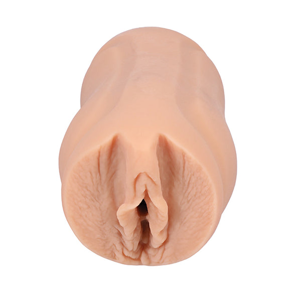 Close-up of the orifice and entrance of the Signature Strokers - Chantal Danielle stroker. The stroker is molded directly from the porn star's vulva. | Kinkly Shop