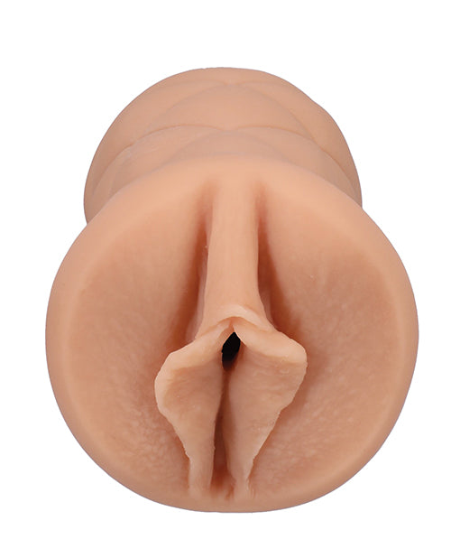 Close-up of the orifice and entrance of the Signature Strokers - Stella Barey stroker. The entrance is molded directly from the porn star's vulva. | Kinkly Shop