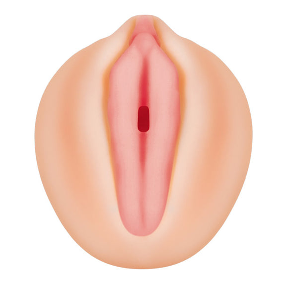 Close-up of the orifice entrance of the Zero Tolerance Alexis Texas Vagina stroker. The labia are painted pink to add realism. | Kinkly Shop
