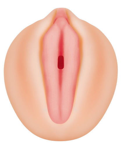 Close-up of the orifice entrance of the Zero Tolerance Alexis Texas Vagina stroker. The labia are painted pink to add realism. | Kinkly Shop