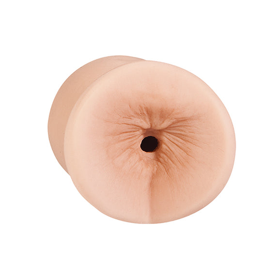 The Signature Strokers Kristina Rose stroker in front of a plain white background. The stroker's entrance is molded directly from the porn star's anus. | Kinkly Shop