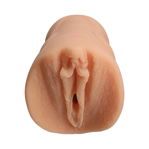 Close-up of the orifice and entrance of the Signature Strokers Jenna Jameson stroker. The stroker is directly molded from the porn star's vulva. | Kinkly Shop