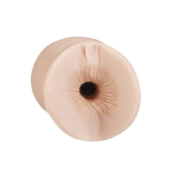 The Signature Strokers Bobbi Starr stroker in front of a plain white background. The stroker's entrance has been modeled directly from the porn star's anus. | Kinkly Shop