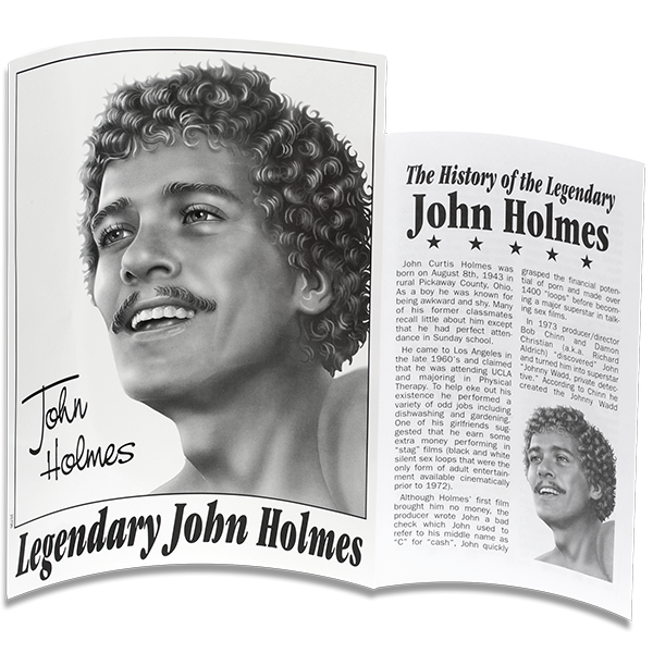 Magazine spread featuring an illustration of Signature Cocks - John Holmes Ultraskyn | Kinkly Shop