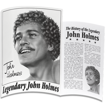 Magazine spread featuring an illustration of Signature Cocks - John Holmes Ultraskyn | Kinkly Shop