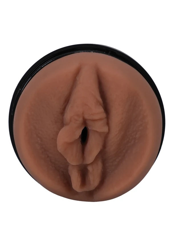 Close-up of the vulva of the Main Squeeze - Scarlit Scandal stroker. It's molded directly from the porn star's vulva. | Kinkly Shop