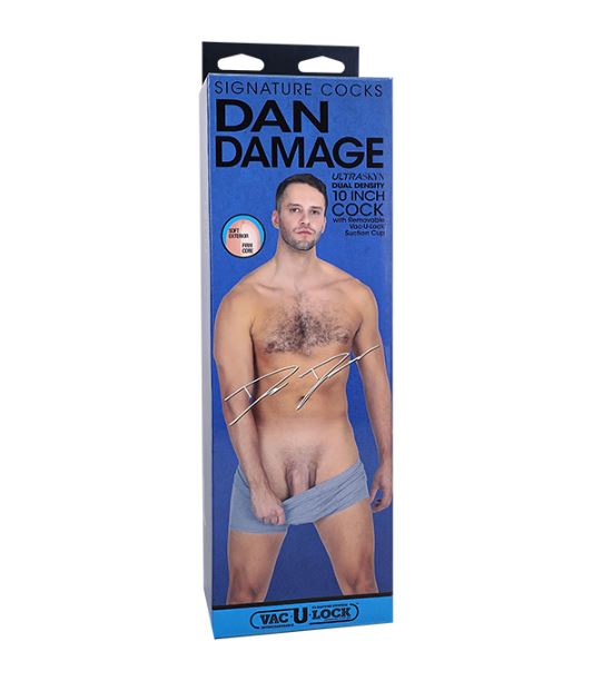 The packaging for the Signature Cocks - Dan Damage dildo | Kinkly Shop