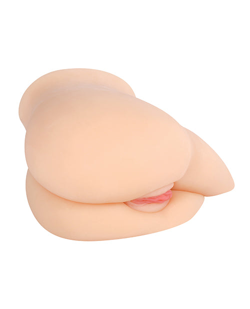 The camera focuses on the butt of the stroker. It looks like the realistic from-behind view. It's part of what makes the Kendra Spade Realistic Side Stroker unique. | Kinkly Shop