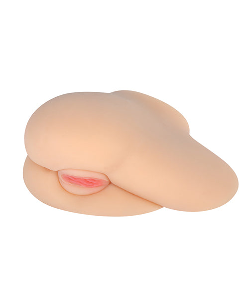 View of the butt and vulva of the Kendra Spade Realistic Side Stroker | Kinkly Shop