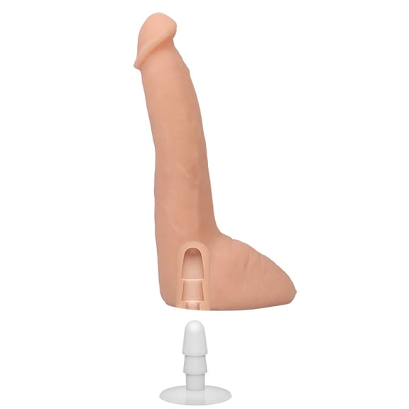A cross-section of the Vac-U-Lock hole in the base of the Signature Cocks - Roman Todd dildo that allows it to work with any Vac-U-Lock accessories. | Kinkly Shop