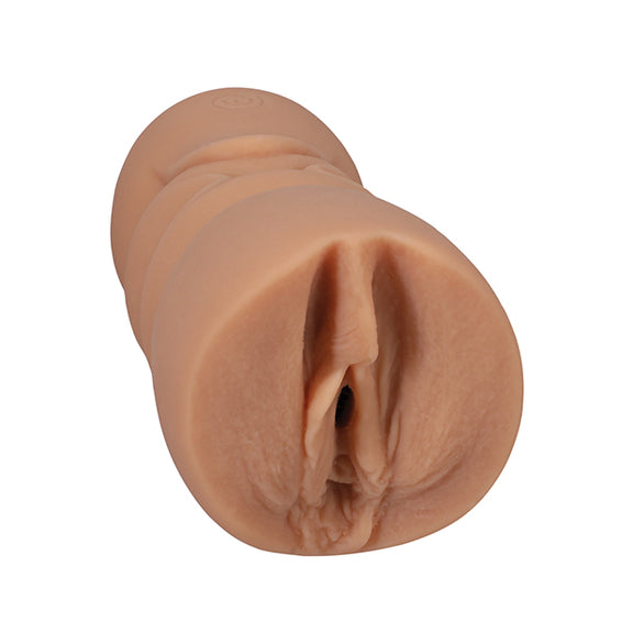 Close-up of the orifice and entrance of Signature Strokers Charly Summer stroker. The entrance is molded directly from a porn star's vulva. | Kinkly Shop
