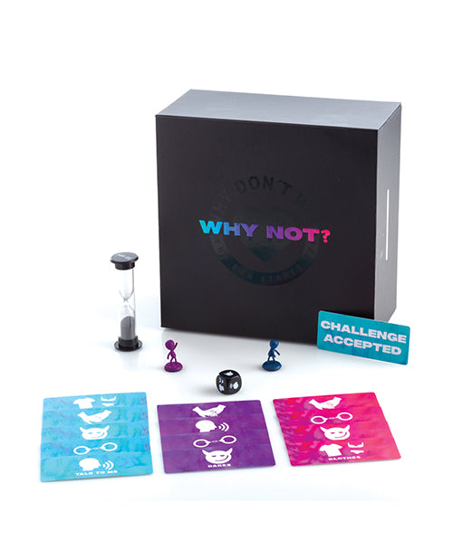 The box for the Why Not? Spicy Board Game. It comes in a somewhat discreet black box that could easily fit into luggage for easy traveling. | Kinkly Shop