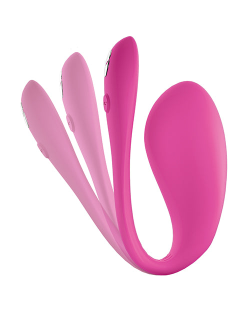 The We-Vibe Jive 2 with multiple images of the tail superimposed overtop of the vibrator. This shows the bendability of the tail. | Kinkly Shop