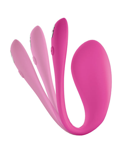 The We-Vibe Jive 2 with multiple images of the tail superimposed overtop of the vibrator. This shows the bendability of the tail. | Kinkly Shop