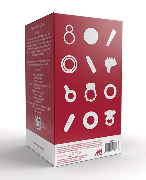 Backside of the packaging for the Screaming O 12 Days Of SeXXXmas kit | Kinkly Shop