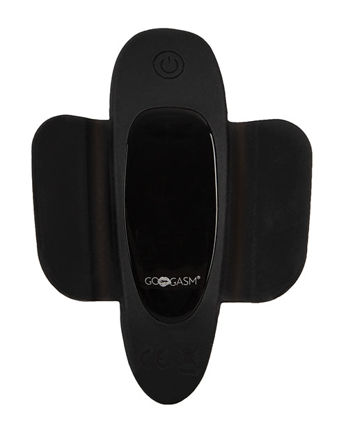 The GoGasm Panty Vibrator with the wings open. There's a power button on this side. | Kinkly Shop