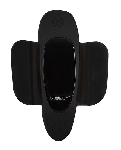 The GoGasm Panty Vibrator with the wings open. There's a power button on this side. | Kinkly Shop