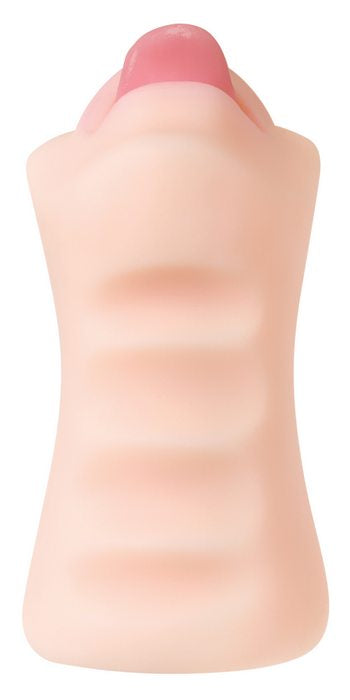 Top of the Zero Tolerance Real Mouth Stroker showcases the textures on the outside. This rippling makes it easier to grip the stroker. | Kinkly Shop