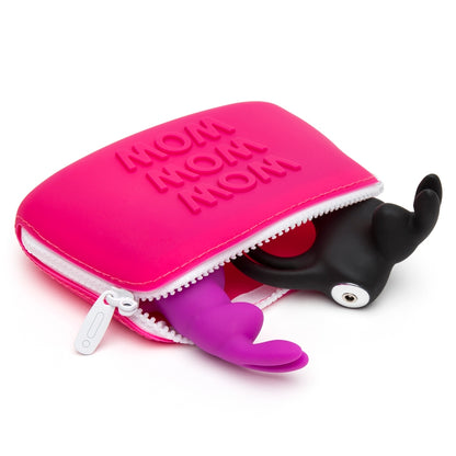 Two cock rings spill out of a Wow Small Silicone Storage Bag that's lying on its side. The bag looks barely large enough to fit the two cock rings. | Kinkly Shop
