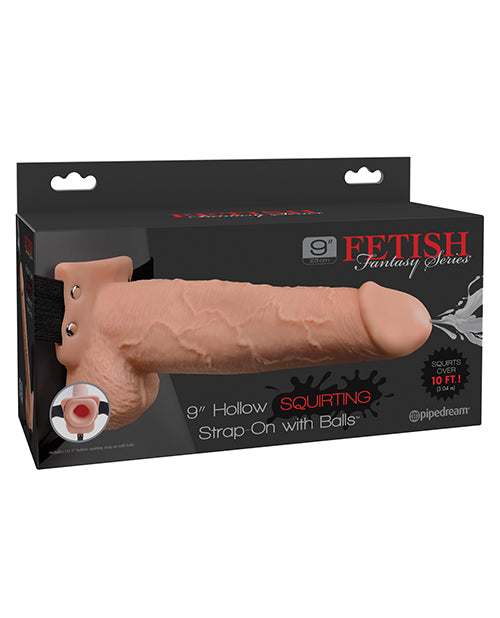 9" Hollow Squirting Strap On in Pale | Kinkly Shop