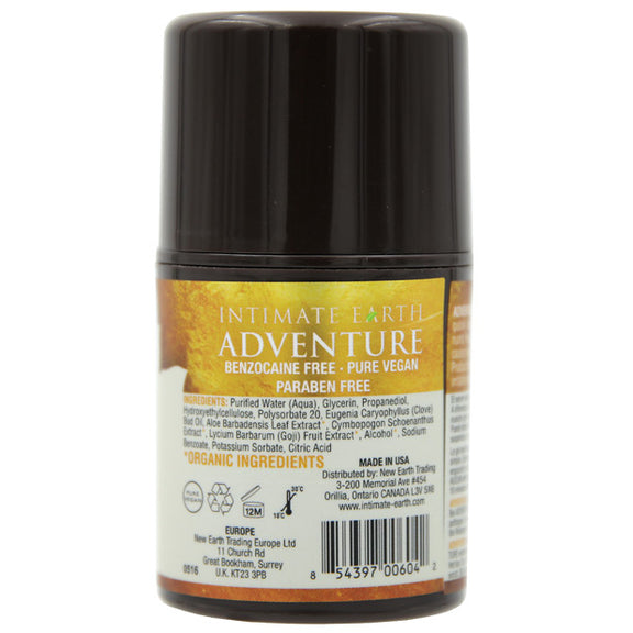 Backside of the Intimate Earth Adventure Anal Spray packaging | Kinkly Shop