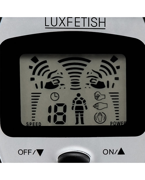 Close-up of the display panel on the Lux Fetish Electro-Sex Kit with Stim Pads | Kinkly Shop