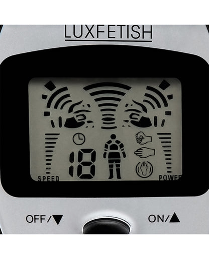 Close-up of the display panel on the Lux Fetish Electro-Sex Kit with Stim Pads | Kinkly Shop