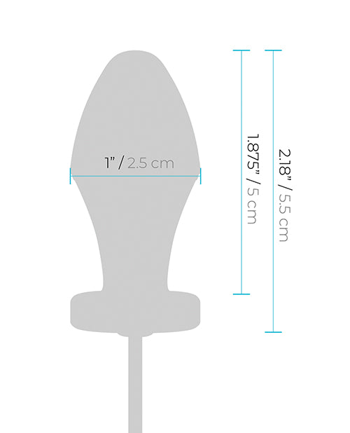 Measurements for the Lux Fetish Electro-Sex Shock Butt Plug. It has a diameter of 1" with an insertable length of 1.875". | Kinkly Shop