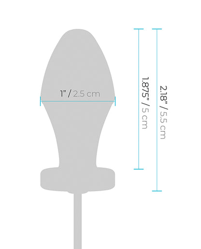 Measurements for the Lux Fetish Electro-Sex Shock Butt Plug. It has a diameter of 1" with an insertable length of 1.875". | Kinkly Shop