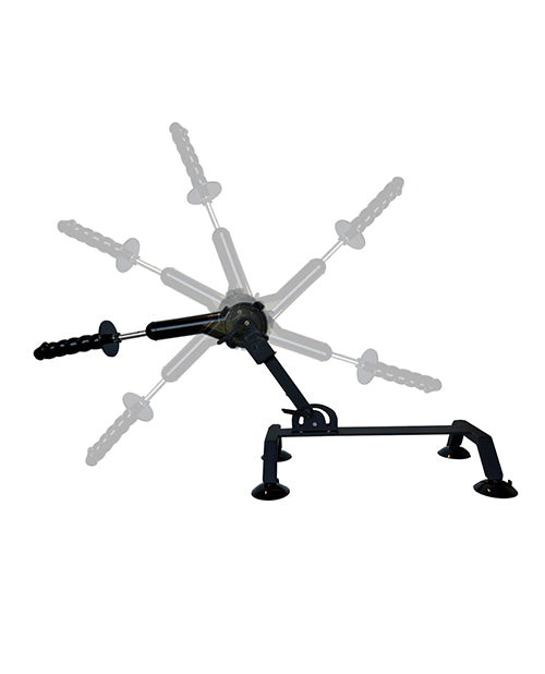 A shadowed image of the Body Dock Pro Suction-Cup Machine shows all of the different angles that the sex machine can take on. | Kinkly Shop