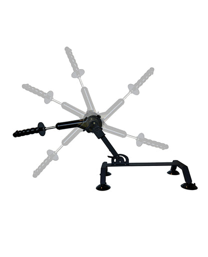 A shadowed image of the Body Dock Pro Suction-Cup Machine shows all of the different angles that the sex machine can take on. | Kinkly Shop
