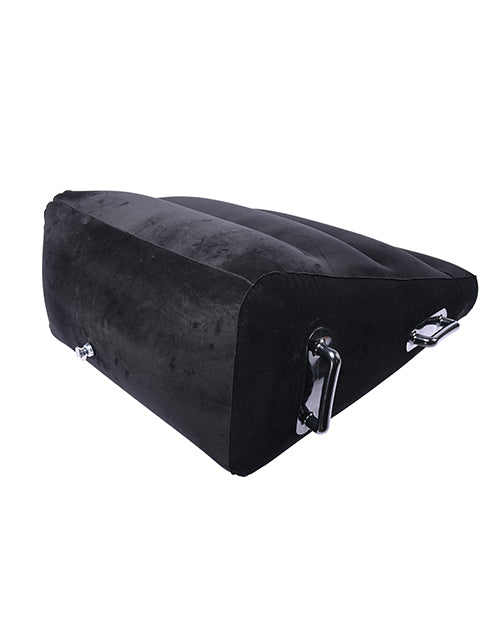 Close-up on the tallest end of the Inflatable Positioner Plus showcases the plastic handles that are built into the sides of the furniture. | Kinkly Shop
