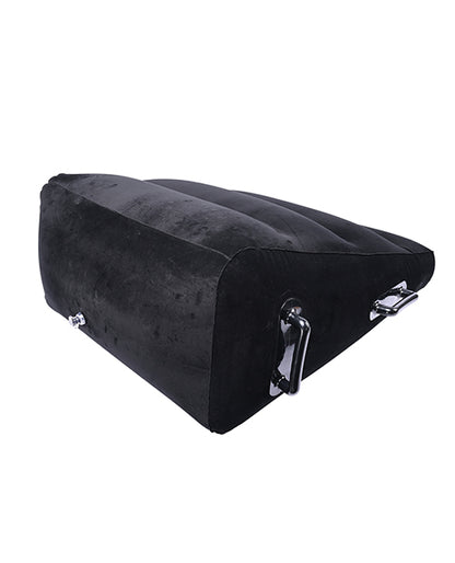 Close-up on the tallest end of the Inflatable Positioner Plus showcases the plastic handles that are built into the sides of the furniture. | Kinkly Shop