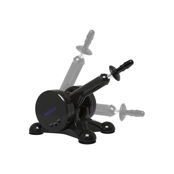 Shadowed image shows the adjustable angle of the Merci Fuck Machine. | Kinkly Shop