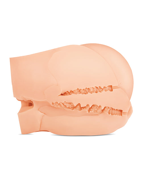Cross-section of the Luvdollz Remote Control Fuck Buddy showcases the two internal channels. Both the vaginal and anal channel have different textures and tightnesses to them. | Kinkly Shop