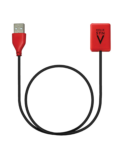 Aneros Vibrating Helix Syn V charging cable. It has a magnetic connector on one end with a USB on the other. | Kinkly Shop