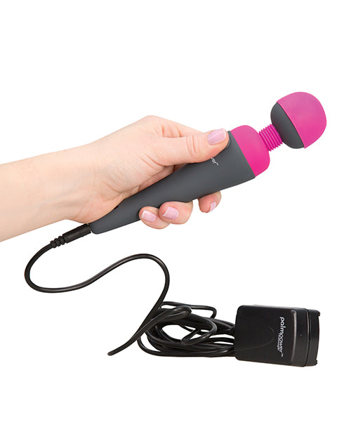 A hand holds the Palm Power Massager. The massager fits comfortably in their hands, much smaller than most wand massagers. | Kinkly Shop