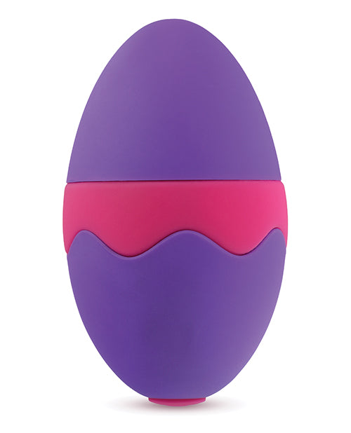 The Blush Aria Flutter Tongue with the lid on, showcasing how it looks like a pink and purple Easter egg for discretion. | Kinkly Shop