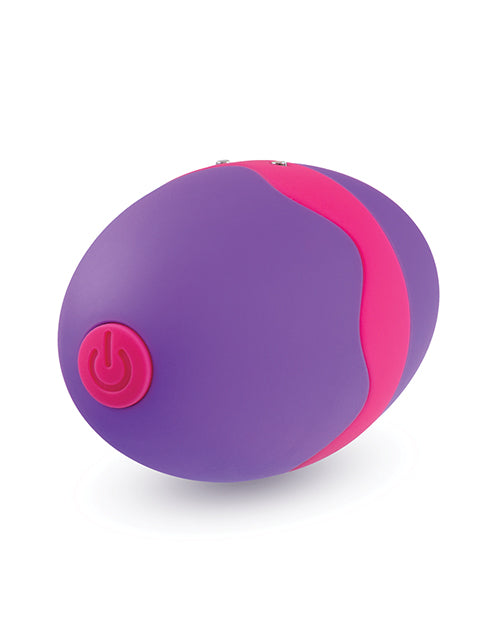 Close-up of the power and control button on the base of the Blush Aria Flutter Tongue. There's a single button on it. | Kinkly Shop